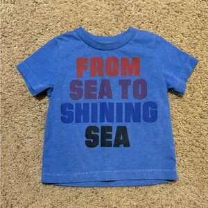 Peek Blue Tee Shirt, size 3-6 months. From sea to shining sea.